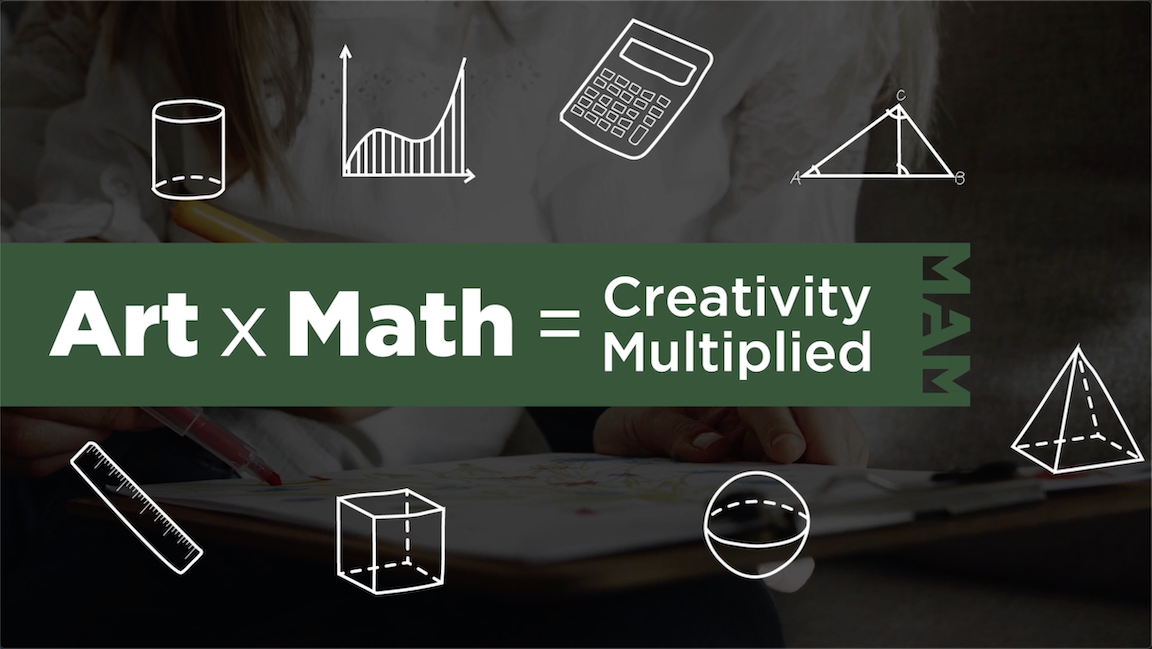 a screenshot of the title card for art x math equals creativity multiplied.