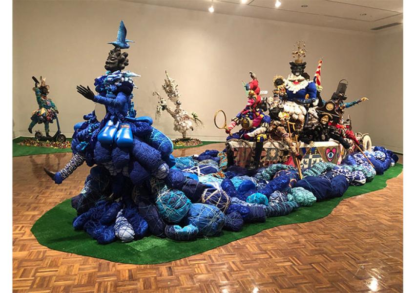 vanessa german, "Miracles and Glory Abound", 2018, mixed media assemblages. Installation view at Flint Institute of Arts. Dimensions variable. Courtesy of the artist and Kasmin Gallery, NYC. Photo courtesy of Heather Jackson, Flint Institute of Arts 