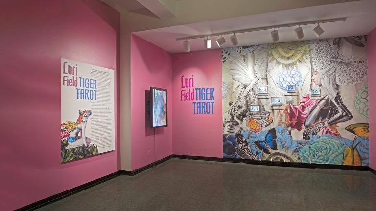 Entrance to exhibition "Lori Field: Tiger Tarot" from Fall of 2022