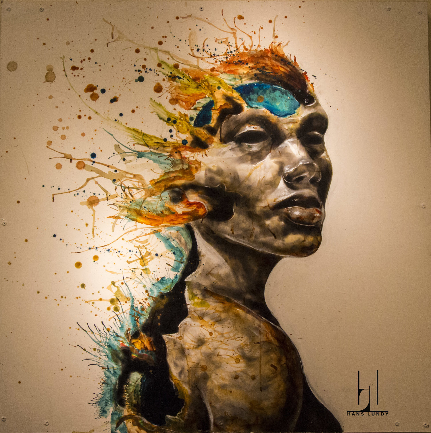 Hans Lundy's mixed media work titled "Man Man".