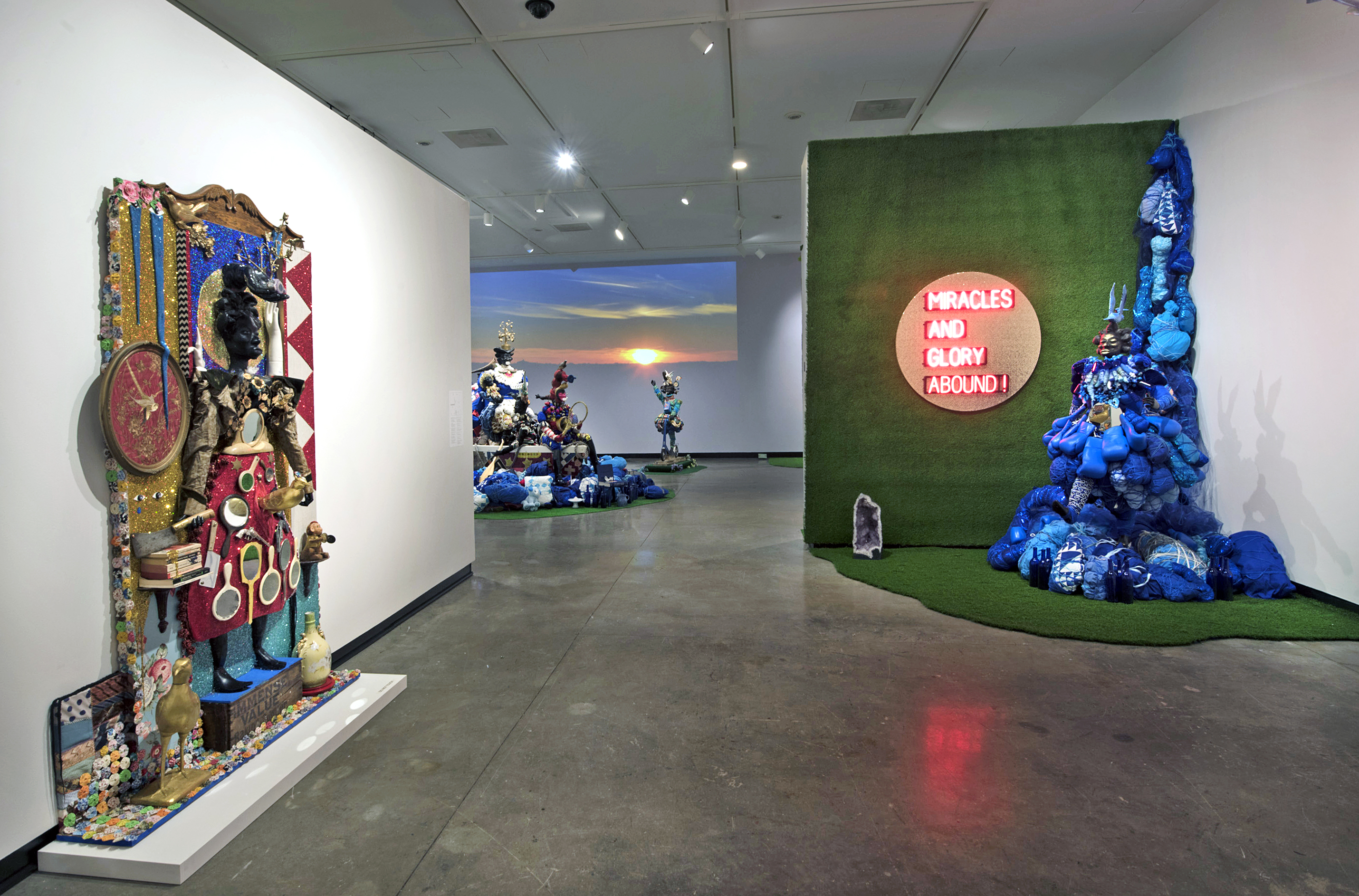vanessa german, Installation view of "vanessa german:…please imagine all the things I cannot say...", 2023. Mixed-media assemblages. Dimensions variable. Montclair Art Museum. Photo by Peter Jacobs. 
