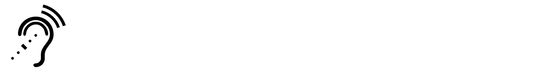 Assistive Listening Devices Symbol (Black line drawing of an ear's silhouette with with two noise lines coming out of it) 