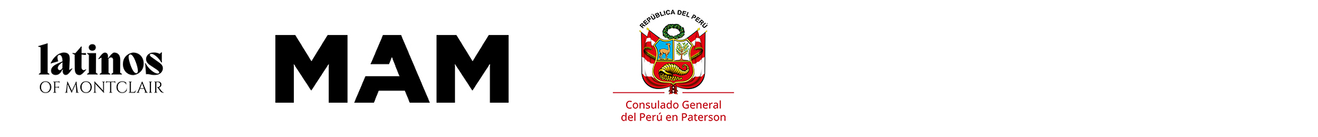 Logos for Latinos of Montclair, MAM, and Consulado General Del Perú en Paterson
