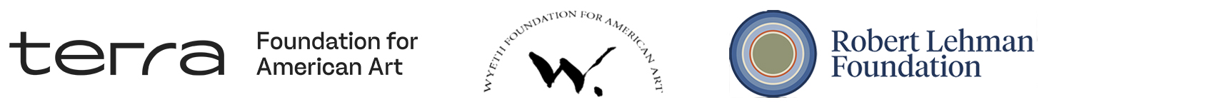 Terra Foundation for American Art (blue) logo; Wyeth Foundation for American Art logo; Rober Lehman Foundation logo