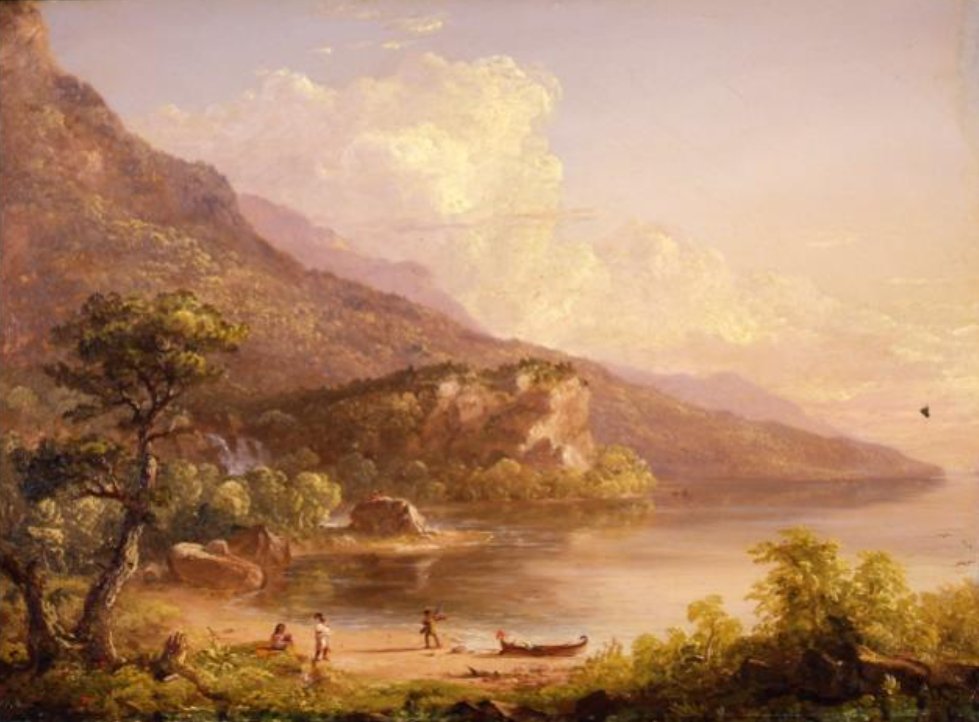 Thomas Cole (1801-1848), A View of the Hudson, ca. 1835, oil on wood, 13 x 17 ½ in., Gift of Mr. And Mrs. Carl H. Schlachter, 1964.57