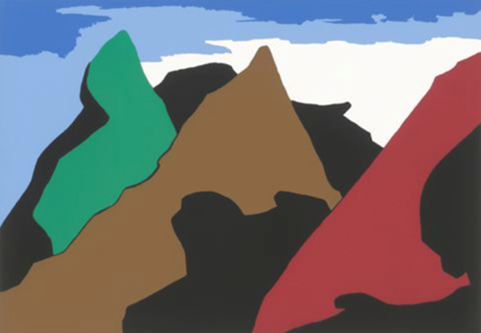 Jacob Lawrence (1917-2000), No. 8 John Brown's first thought of the place where he would make his attack came to him while surveying land for Oberlin College in West Virginia, 1977, from the series “The Legend of John Brown”, color screenprint, Ed. IV/XX, 20 x 26 in., Museum purchase; partial funds from the Victoria Foundation, 1989.11.8