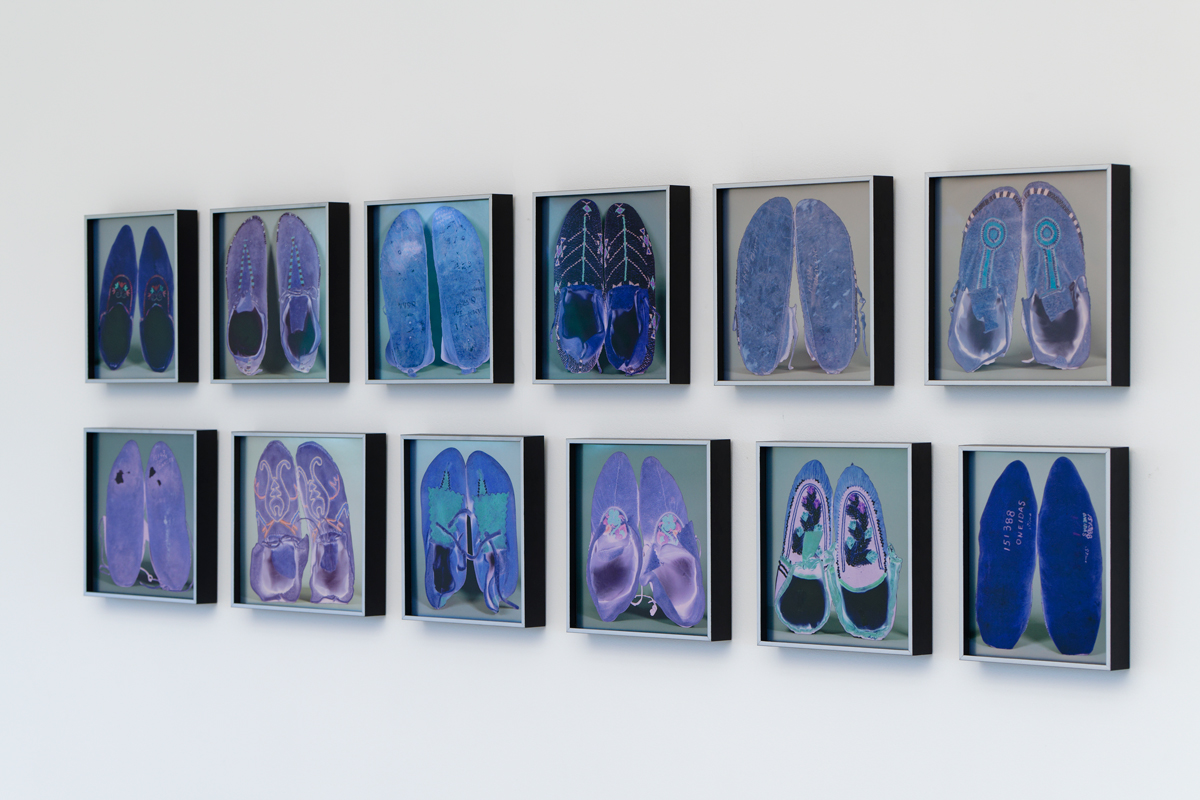 Nadia Myre (Algonquin, Kitigan Zibi Anishinabeg First Nation, b. 1974). (In)tangible Tangles, 2021. Digital print on metallic paper. Collection of the artist.