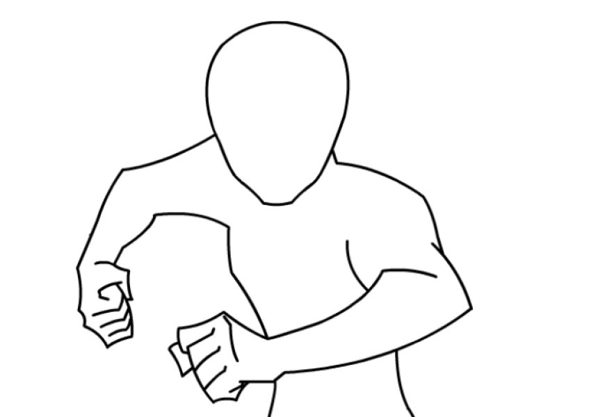 an outline of a human running toward the viewer. It is a template for the family Heroes Among Us activity