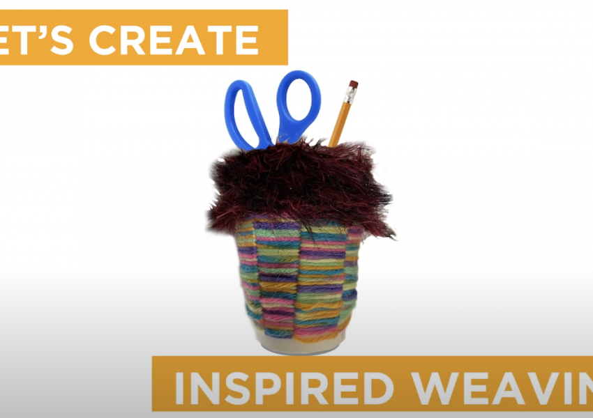 screen shot from the inspired waving video with text that says "Let's create an inspired weaving."