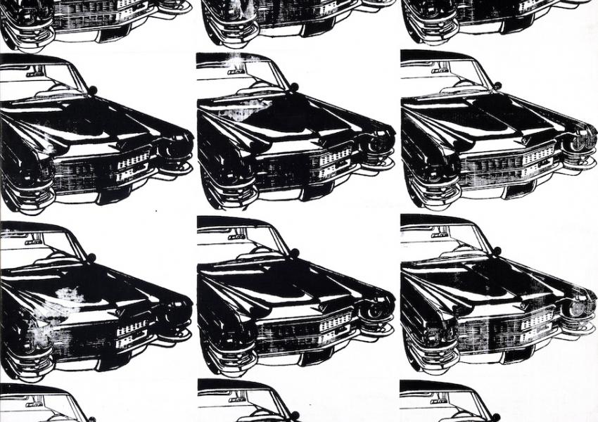 Warhol's screen print of twelve cars.
