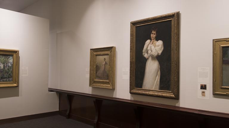Installation view of "A Shared Love: Treasures of American Painting (1878-1919) from the Carol and Terry Wall Collection," photo credit: Peter Jacobs