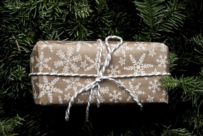 example of snowflake printed holiday wrapping paper