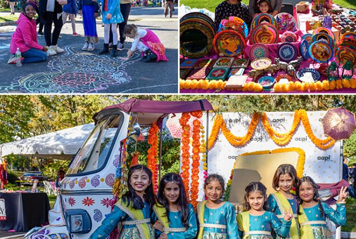 Diwali Promotional Banner with photos from Diwali festival 2022, including handmade crafts and dancers