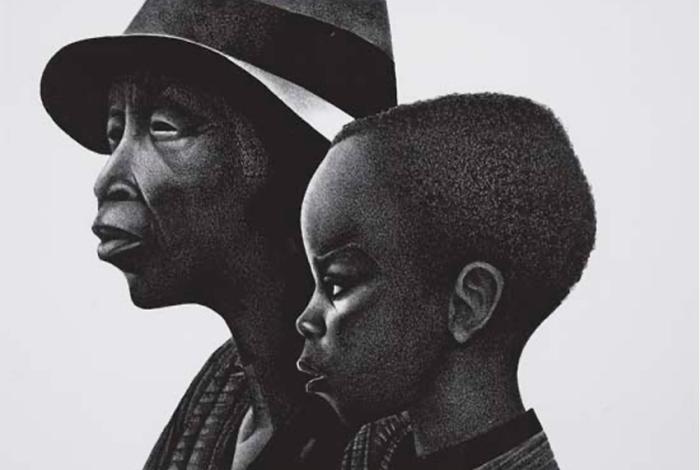 Elizabeth Catlett (1915 – 2012) These Two Generations, 1987 lithograph 22 1⁄2 x 30 in. (no credit line on TMS) 1991.9.